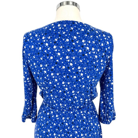 Boden Talia Lapis Blue Floral Star Print Dress With Tie Waist Womens UK 10P US 6 - Picture 7 of 12